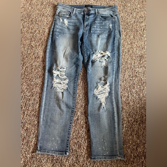 Judy Blue Denim - Judy Blue Women’s Boyfriend Fit Distressed Stretch Comfort Jeans Size 13/31